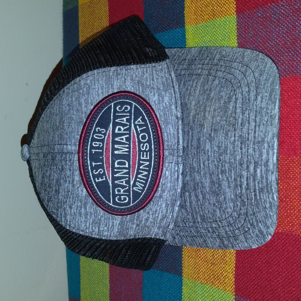 Grand Marais Minnesota Est 1903 Stitched Patch Trucker Mesh Snapback Hat Cap